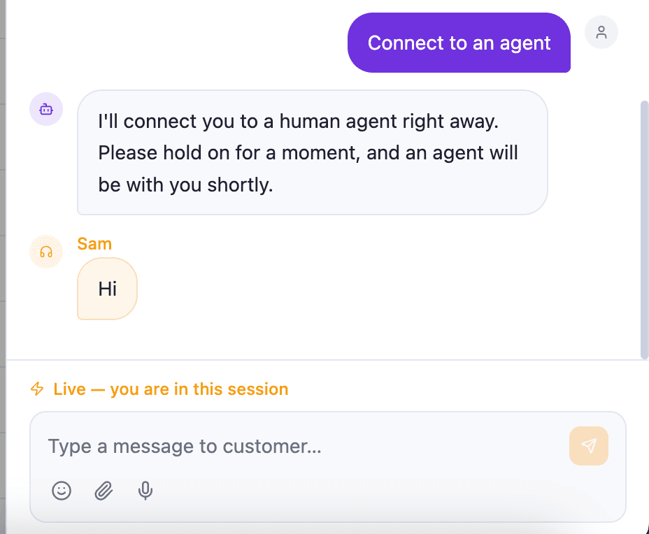 Live agent replying in locked session