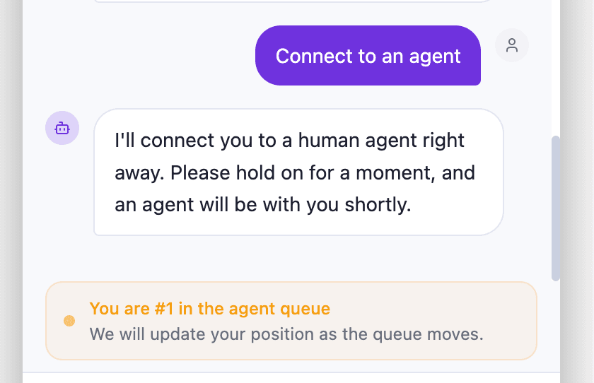 Customer queue status in widget