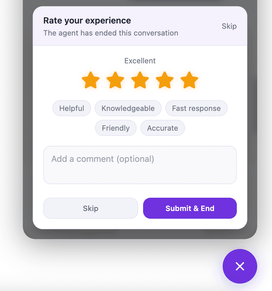 Customer rating form and review capture