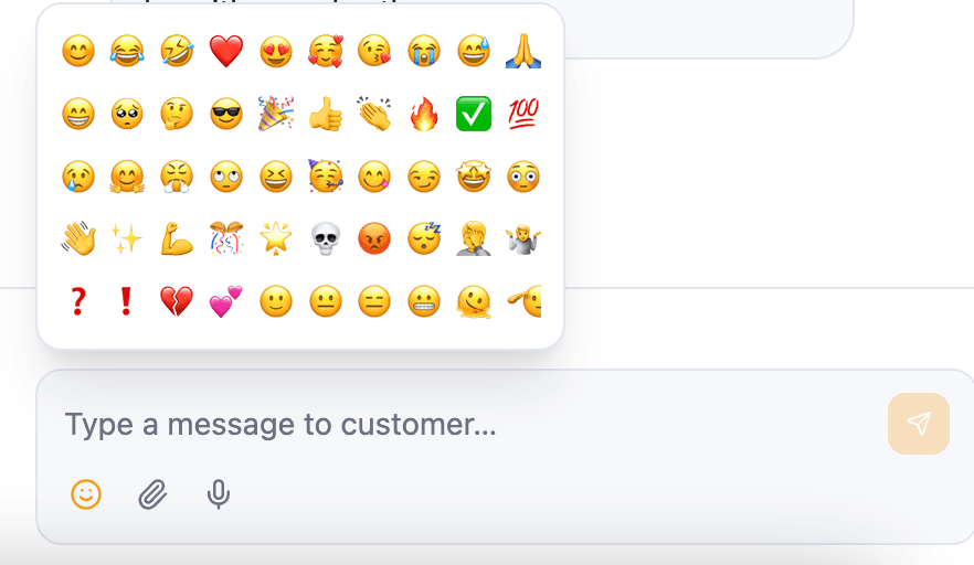 Emoji picker and file controls in agent composer